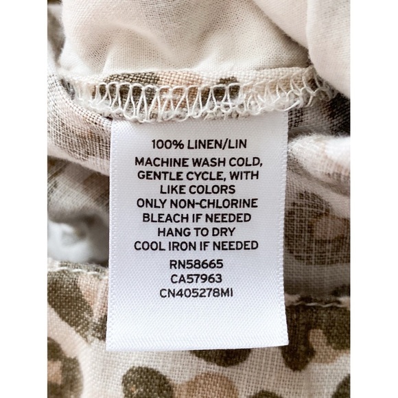 Caslon 100% Linen‎ Leopard Print Tulip Hem Pants, Beige Oyster - Size S - Picture 9 of 9